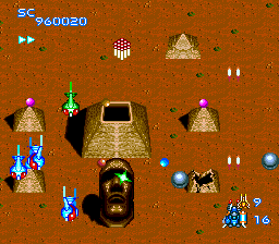 Blazing Lazers vertical shooter gameplay, 1989