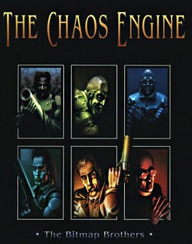 The Chaos Engine - box art showing steampunk characters in a Victorian industrial setting