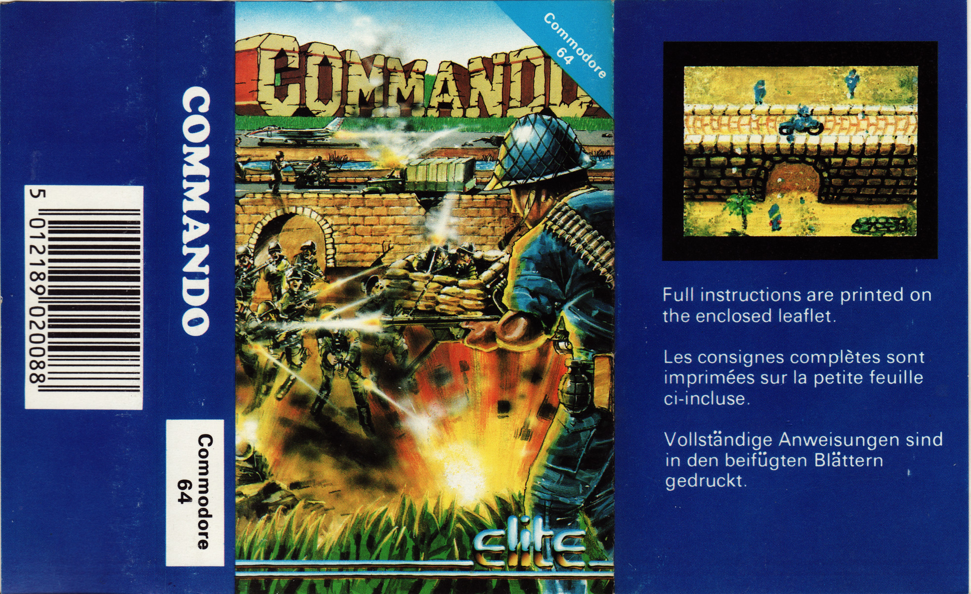 Commando C64 in-game screenshot - soldier in jungle terrain
