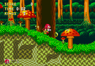 Sonic and Knuckles gameplay - Mushroom Hill Zone with autumn leaf visuals