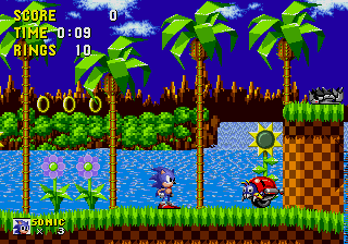 Sonic 1 Marble Zone - ancient ruins with lava flows and collapsing platforms