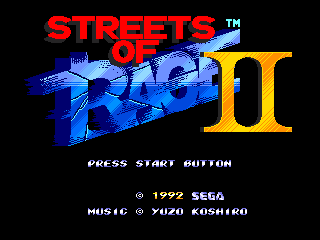 Streets of Rage 2 - EU title screen on Mega Drive