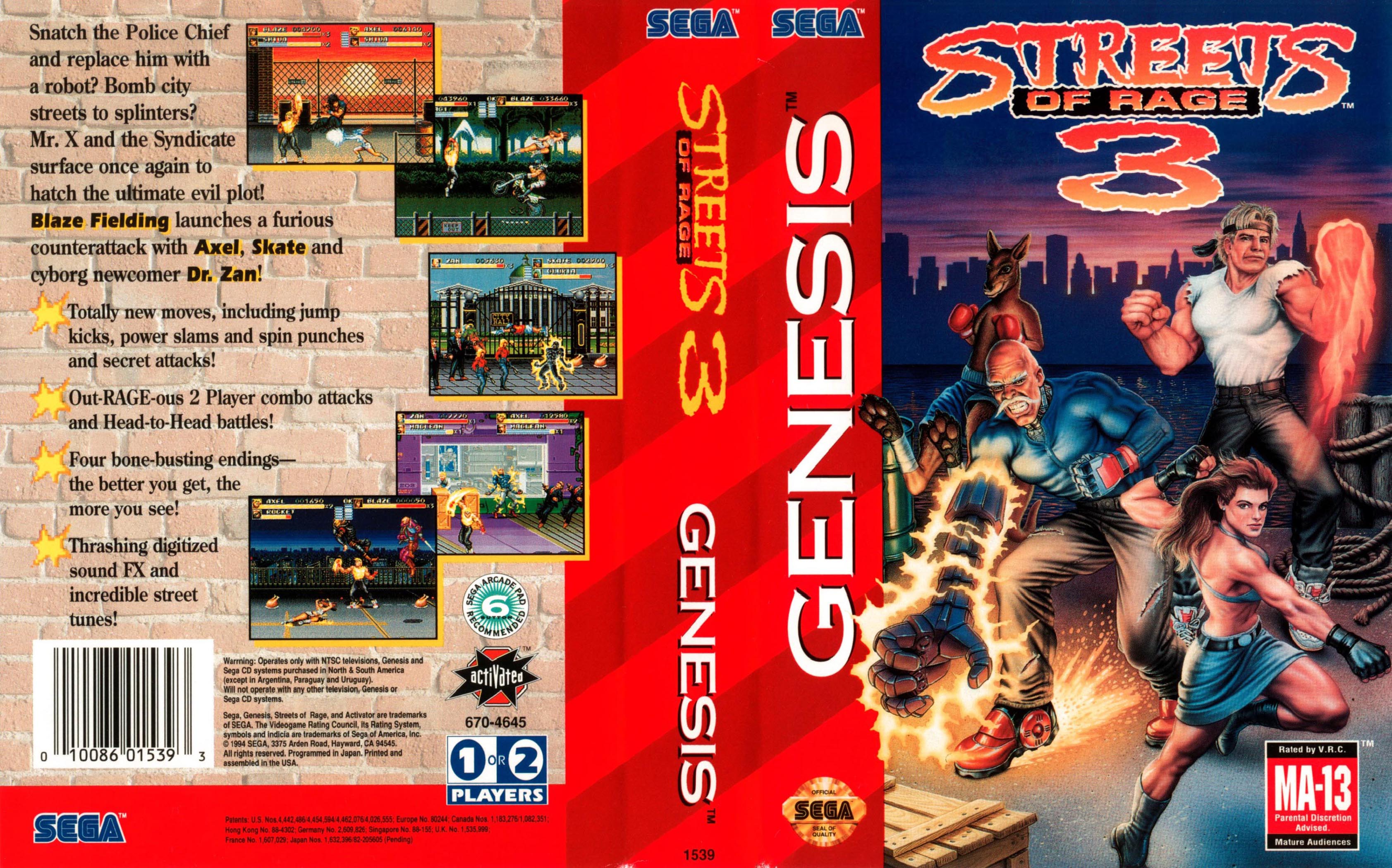 Streets of Rage 3 - Mega Drive US cover art