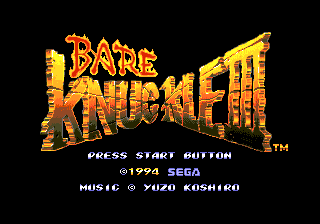 Bare Knuckle III - Japanese title screen