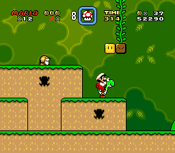 Super Mario World SNES gameplay - Yoshi and Mario in Dinosaur Land