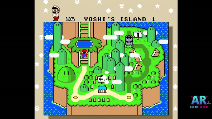 Super Mario World Dinosaur Land overworld map - Mario on the Yoshi's Island world map