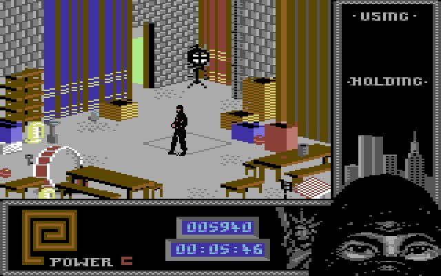 Last Ninja 2 C64 - Armakuni navigating a New York stage