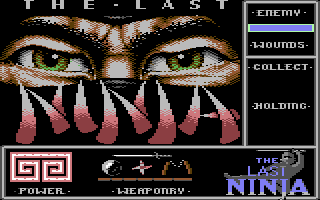 The Last Ninja C64 - opening garden stage, Armakuni on the stone path
