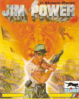 Jim Power in Mutant Planet - Amiga box art, 1992