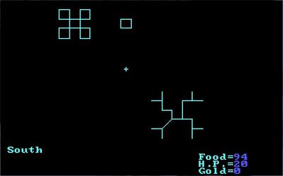 Akalabeth in-game screenshot - early 3D dungeon