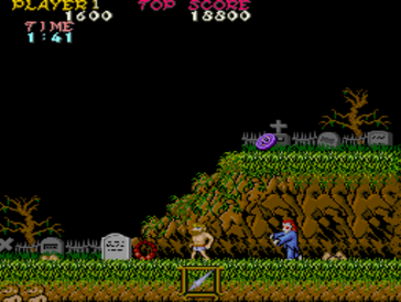 Ghosts 'n Goblins arcade gameplay - Arthur in the graveyard opening