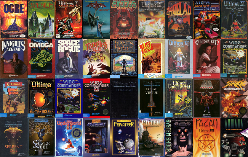 Origin Systems catalogue montage from early 1990s era