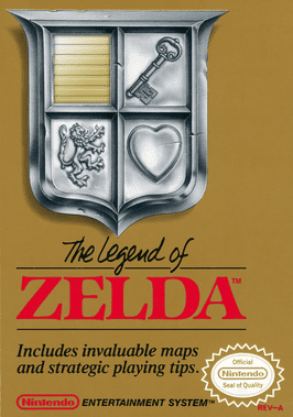 The Legend of Zelda gold NES cartridge and box art